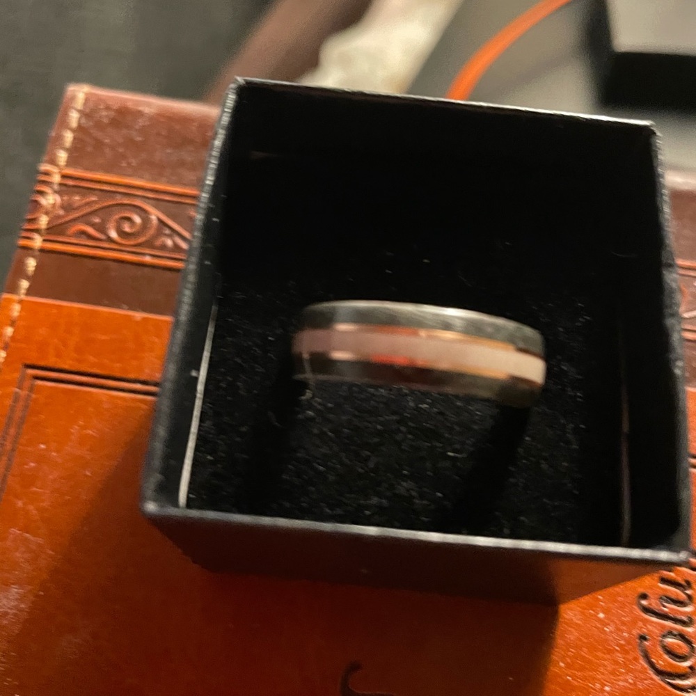 Custom-made men’s ashwood ring with elk antler and bronze inlays - new - Picture 2 of 3